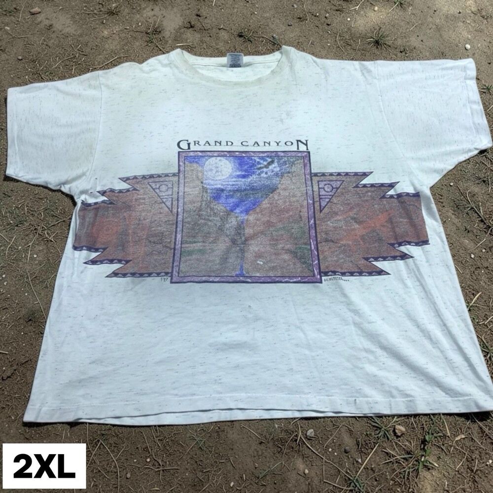 Vintage‎ 1993 Grand Canyon Arizona Graphic T-Shirt Eagle Scenic Men's 2XL AOP